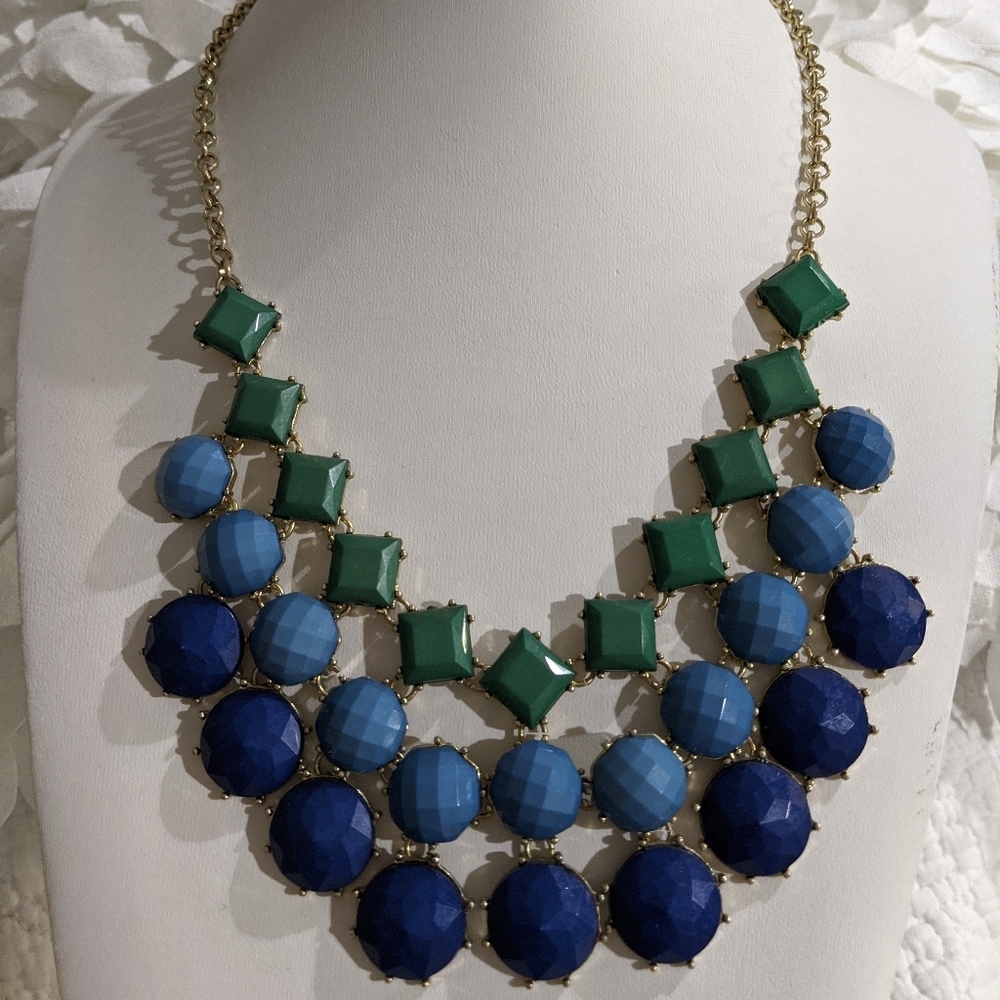 J Crew Art Deco Bold Colorblock statement necklace - Picture 3 of 5